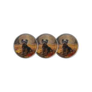 Yorkipoo in Autumn Leaves Fall Inspire Golf Ball Marker