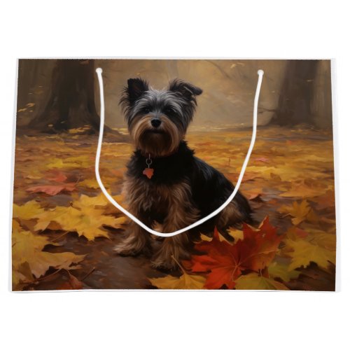 Yorkipoo in Autumn Leaves Fall Inspire Large Gift Bag