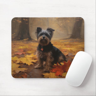 Yorkipoo in Autumn Leaves Fall Inspire Mouse Pad