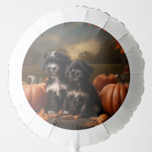 Yorkipoo Puppy Autumn Delight Pumpkin Balloon