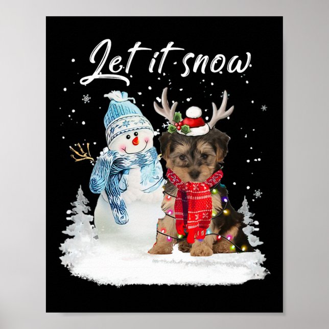 Yorkipoo Santa Dog Christmas Snowman Xmas Pajama 1 Poster (Front)
