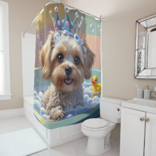 Yorkipoo Sloppy Sleepy Cute Funny Shower Curtain