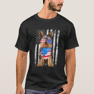 Yorkshire American Flag Patriotic Yorkie Dog 4Th T-Shirt