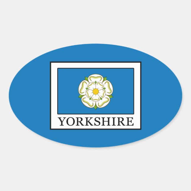 Yorkshire County England Oval Sticker (Front)