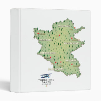 Yorkshire Dales England map 3 Ring Binder