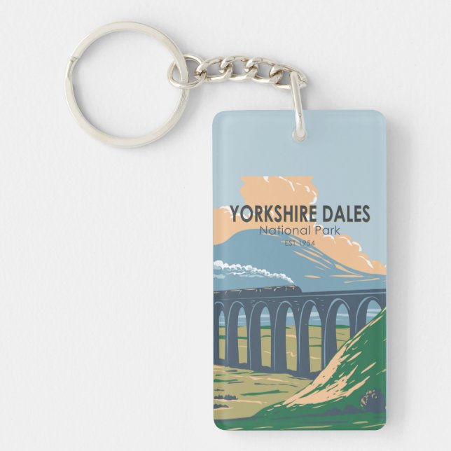 Yorkshire Dales National Park England Vintage  Keychain (Front)