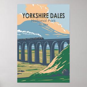 Yorkshire Dales National Park England Vintage Poster