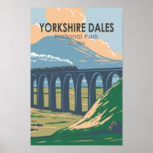 Yorkshire Dales National Park England Vintage Poster
