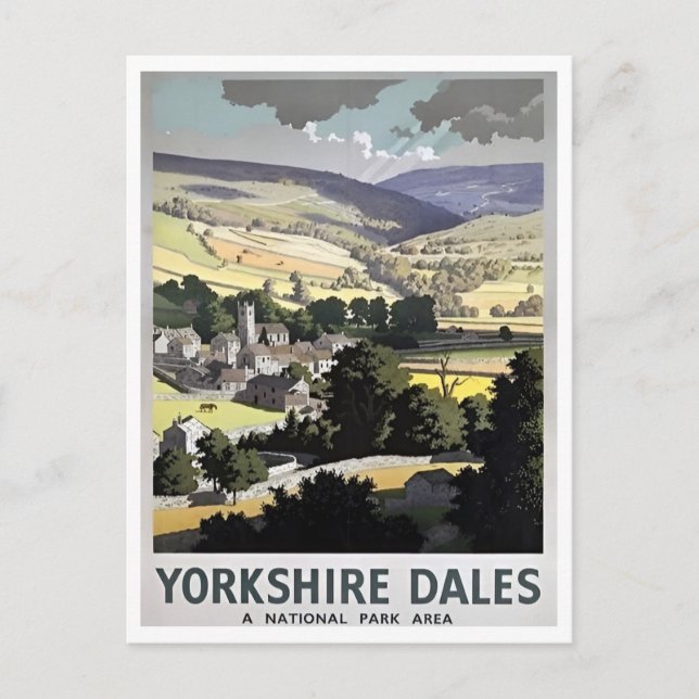 Yorkshire Dales National Park UK Retro Inspired Postcard (Front)