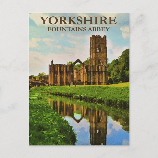 Yorkshire, Fountains Abbey, Postcard (Front)