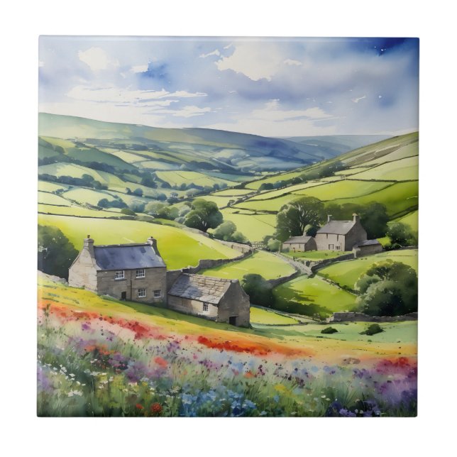"Yorkshire Meadowsong" Landscape Yorkshire Dales  Ceramic Tile (Front)