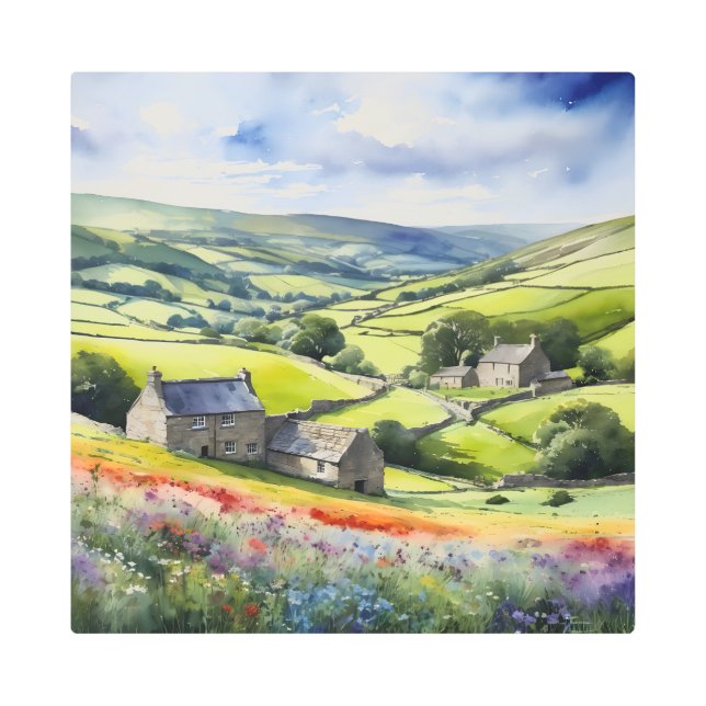 "Yorkshire Meadowsong" Landscape Yorkshire Dales  Metal Print (Front)