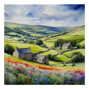 "Yorkshire Meadowsong" Landscape Yorkshire Dales Poster