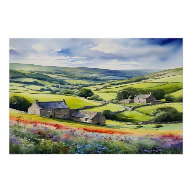 "Yorkshire Meadowsong" Landscape Yorkshire Dales  Poster (Front)