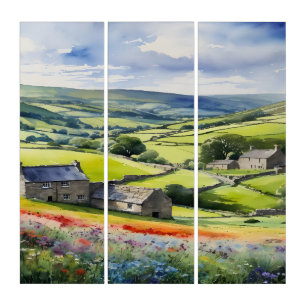 "Yorkshire Meadowsong" Landscape Yorkshire Dales  Triptych