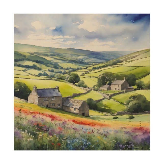 "Yorkshire Meadowsong" Landscape Yorkshire Dales  Wood Wall Art (Front)