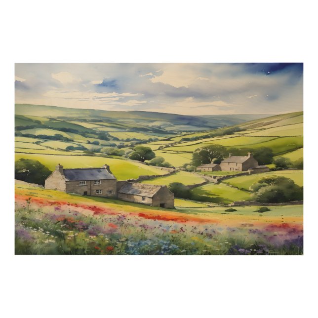 "Yorkshire Meadowsong" Landscape Yorkshire Dales  Wood Wall Art (Front)