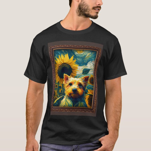 Yorkshire Painting Sunflower Flower Mom Women Flor T-Shirt (Front)