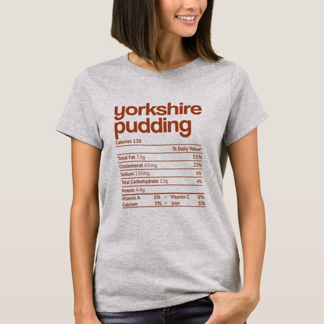 Yorkshire Pudding Nutrition Fact Thanksgiving T-Shirt (Front)
