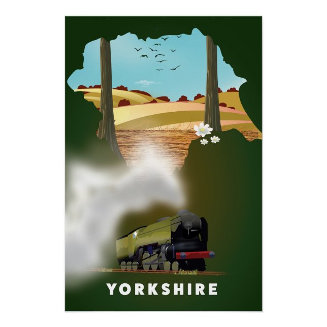 Yorkshire Railway map travel print (Front)