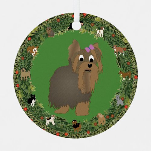 Yorkshire Terrier 3 Christmas Metal Ornament