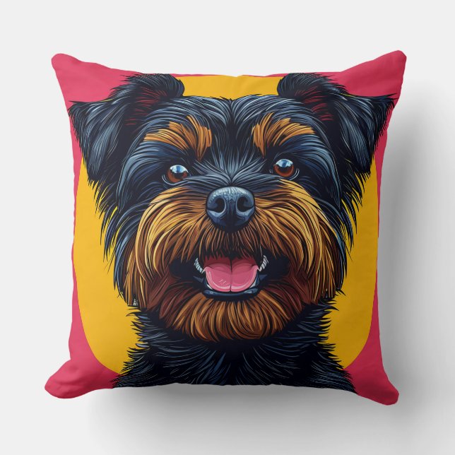 Yorkshire Terrier Against a Bright Background Throw Pillow (Front)