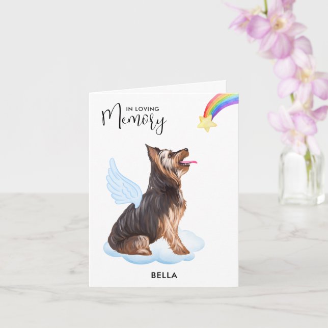 Yorkshire Terrier Angel Dog Pet Loss Sympathy  Card (Orchid)