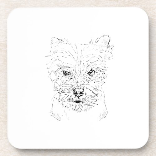 Yorkshire Terrier Art,Minimalist Line Drawing Beverage Coaster