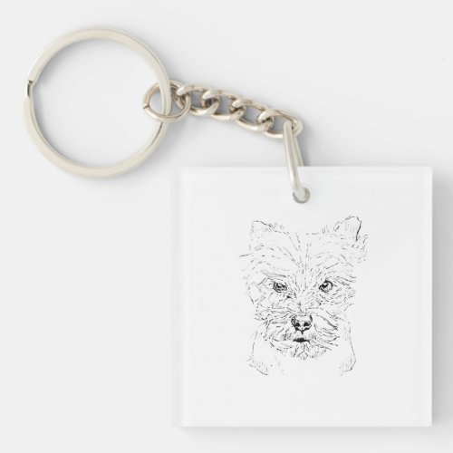 Yorkshire Terrier Art,Minimalist Line Drawing Keychain