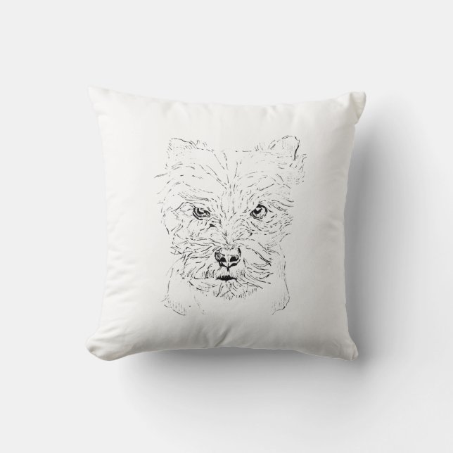 Yorkshire Terrier Art,Minimalist Line Drawing Throw Pillow (Front)