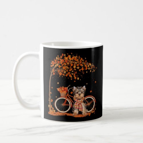 Yorkshire Terrier Autumn Bike And Tree Fall  Coffee Mug