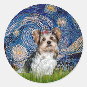 Yorkshire Terrier (Biewer) - Starry Night Classic Round Sticker