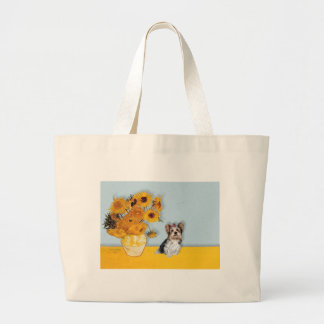 Yorkshire Terrier (Biewer) - Sunflowers Large Tote Bag