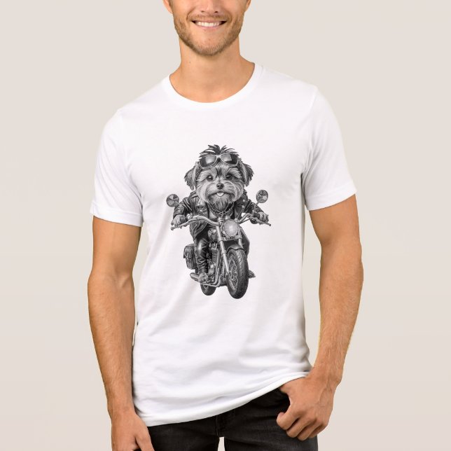 Yorkshire Terrier Biker Dog Tri-Blend Shirt (Front)