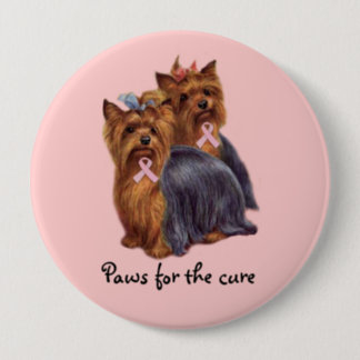 Yorkshire Terrier Breast Cancer Button