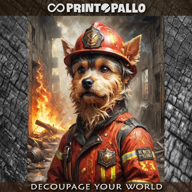 Yorkshire Terrier breed dog acting as Firefighter  Tissue Paper (Creator Uploaded)