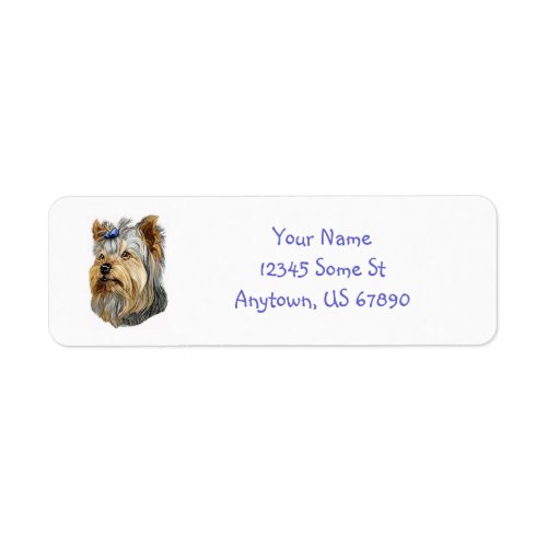 Yorkshire Terrier Bust Blue Bow Labels