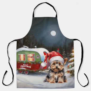 Yorkshire Terrier Caravan Christmas Adventure Apron