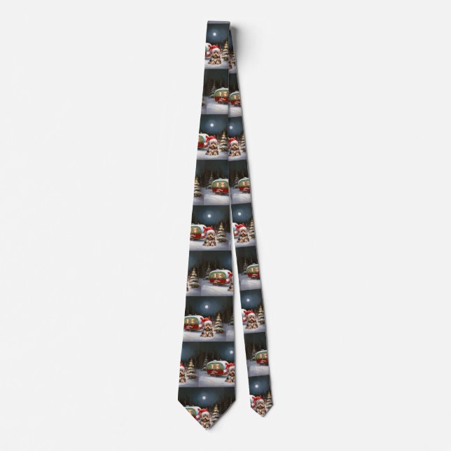 Yorkshire Terrier Caravan Christmas Adventure Neck Tie (Front)