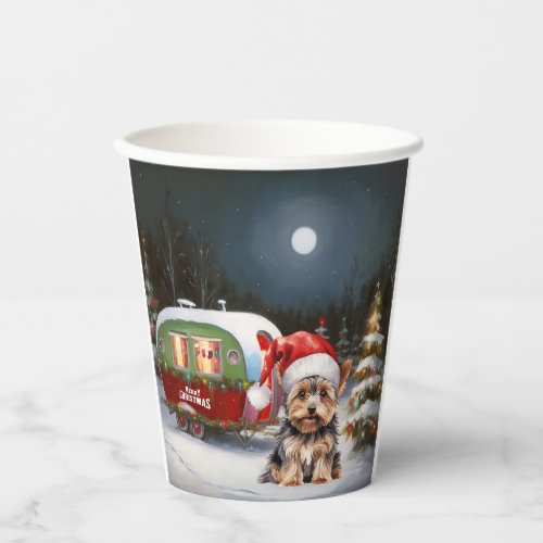 Yorkshire Terrier Caravan Christmas Adventure Paper Cups