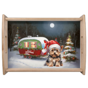 Yorkshire Terrier Caravan Christmas Adventure Serving Tray