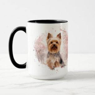 Yorkshire Terrier Cherry Blossom Watercolor Gift Mug