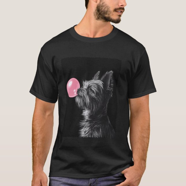 Yorkshire Terrier Chewing Bubble Gum Pink T-Shirt (Front)