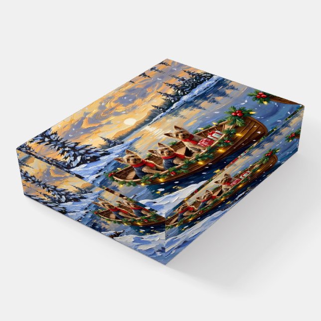 Yorkshire Terrier Christmas Boat Holiday Paperweight (Angled)