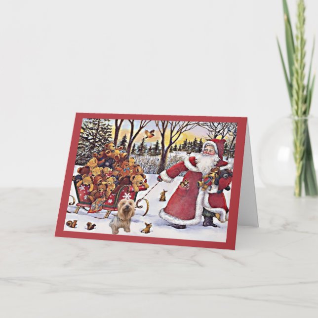 Yorkshire Terrier Christmas Card Santa Bears In Sl (Front)
