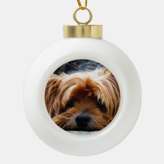Yorkshire Terrier Christmas Ceramic Ball Christmas Ornament