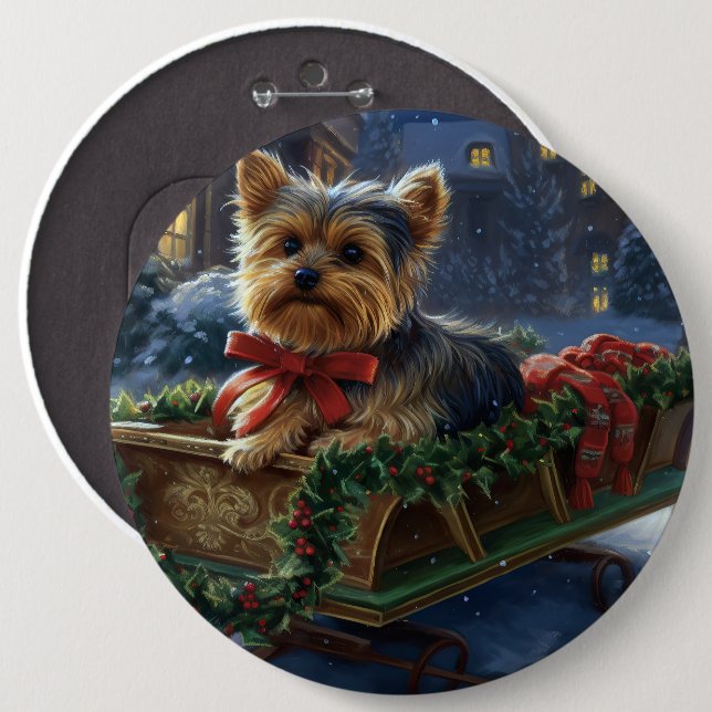 Yorkshire Terrier Christmas Festive Season Button (Front & Back)