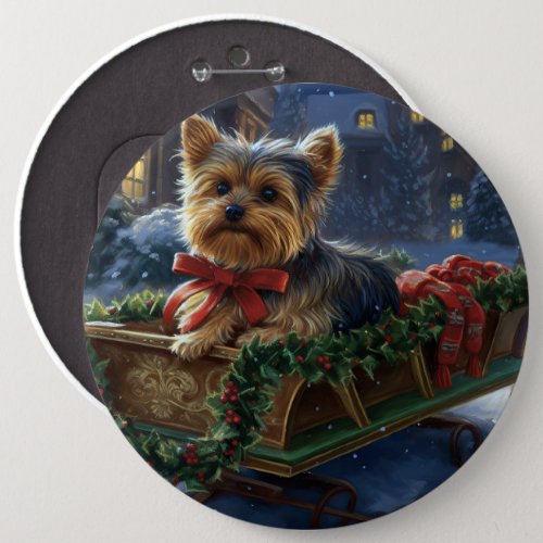 Yorkshire Terrier Christmas Festive Season Button