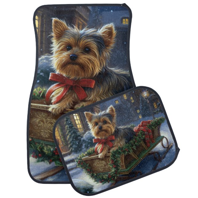 Yorkshire Terrier Christmas Festive Season Car Floor Mat (Set)