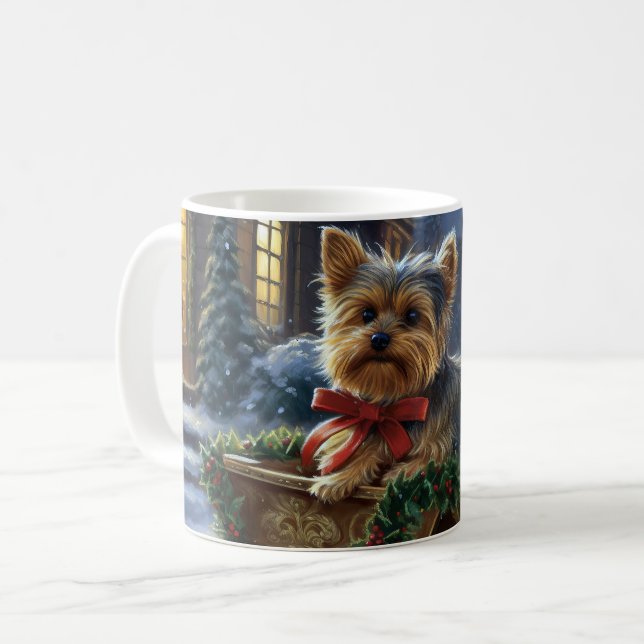 Yorkshire Terrier Christmas Festive Season Coffee Mug (Front Left)